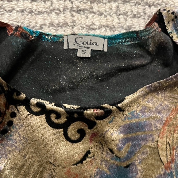 Caia 3/4 Sleeve Velvet Multicolor Y2K 2000’s 90’s  Mystical Top Blouse - Picture 3 of 10